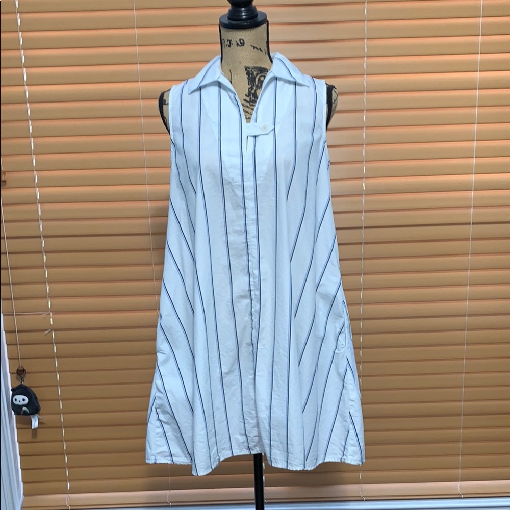 Banana Republic Small White and Blue Striped Dress